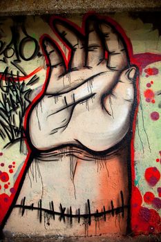 Sample of a kind of urban culture that comes true on the basis of painting the walls with spray and that commonly  is called Graffiti