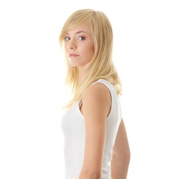 Teen girl isoalated on white background