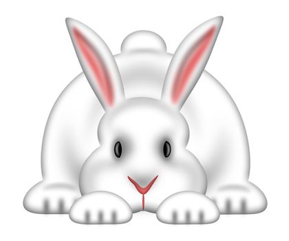 White Easter Bunny Rabbit Isolated on White Background Illustration