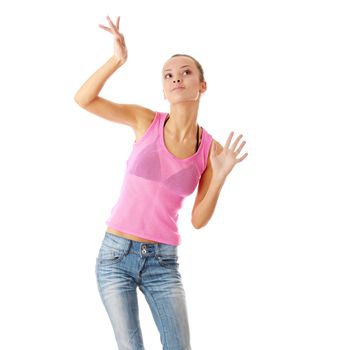Teen dancing isolated on white background