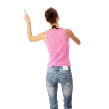 Teen dancing isolated on white background