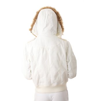 Teen woman in winter jacket with fur around her face