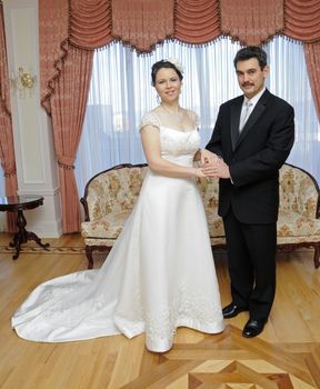 Bride and Groom - formal wedding image in Russian consulate, San Francisco