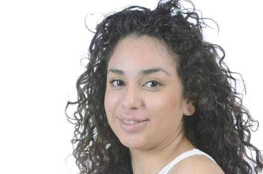 Beautiful young brunette Hispanic girl in closeup