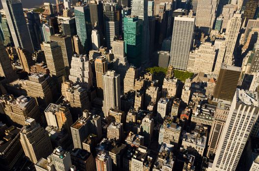 Commerical and residential buildings in Midtown Manhattan, seen from the top of the Empire State Building, New York City, New York, USA