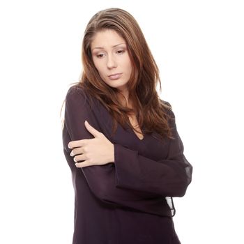 Young beautiful woman with depression, iolated