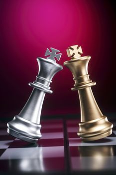 stock image kings of opposite silver and gold chess
