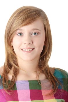 Teen girl isolated on white background