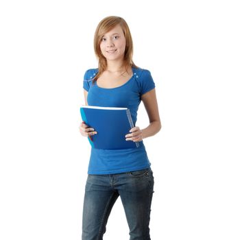 Teen student girl isoalted on white background