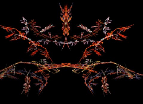 abstract bilateral flame on the black background
