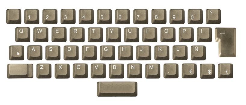 computer key in a keyboard with letter, number and symbols