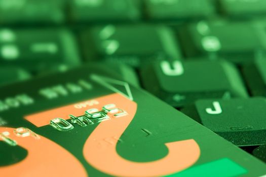 business online shopping credit card on a keyboard ready to buy in internet