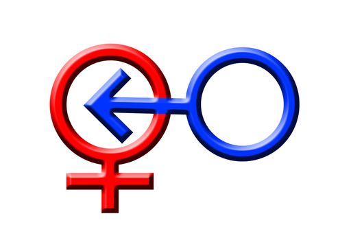 blue and red symbols of a man and a woman