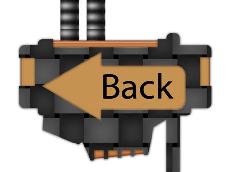 arrow sign pointing spelling the word "Back"