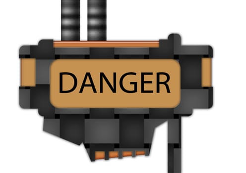 sign spelling the word "danger"