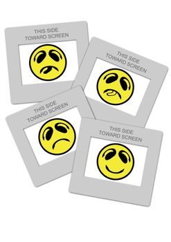 Various smiley faces closed into slide frames