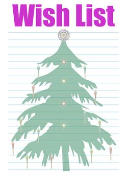 a wish list decorated with a christmas tree - background