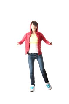 Young pop dancer, isolated on white background
