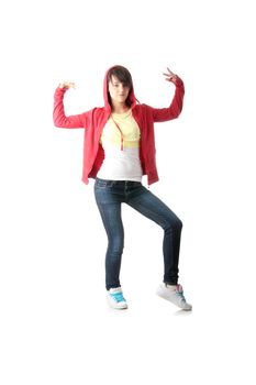 Young pop dancer, isolated on white background