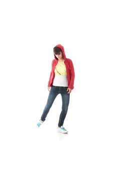 Young pop dancer, isolated on white background