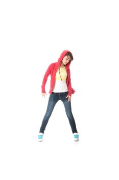 Young pop dancer, isolated on white background