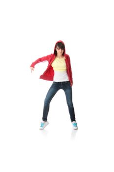 Young pop dancer, isolated on white background
