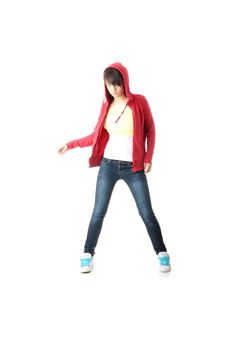 Young pop dancer, isolated on white background