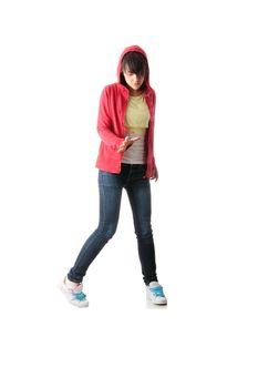 Young pop dancer, isolated on white background