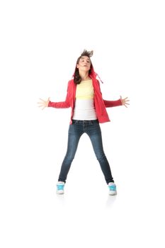 Young pop dancer, isolated on white background
