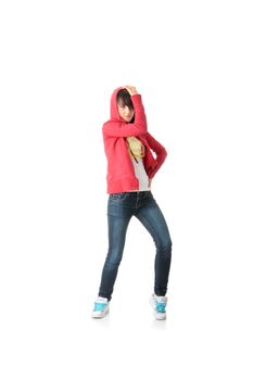 Young pop dancer, isolated on white background