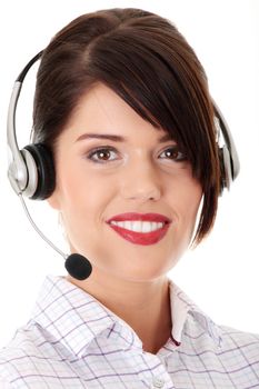 Call center woman with headset.