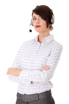Call center woman with headset.