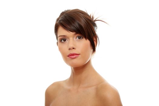 Beautiful woman's face with fresh clean skin