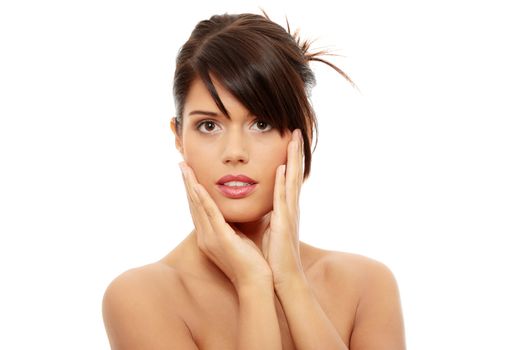 Beautiful woman's face with fresh clean skin