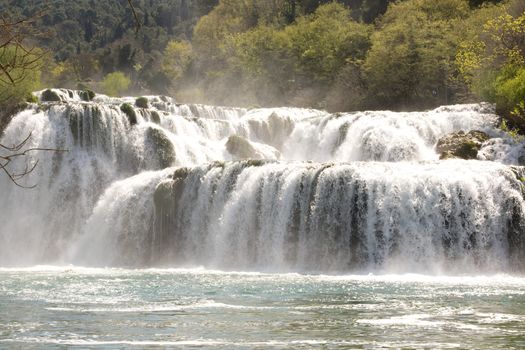 Waterfall in National Park Krka in Croatia