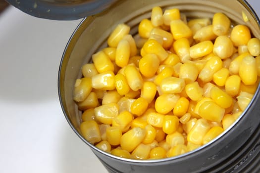 Yellow Corn kernels in a can.
