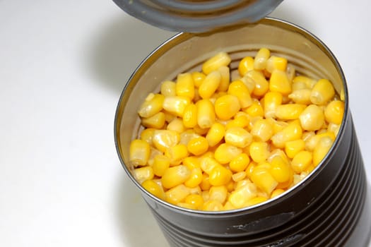 Yellow Corn kernels in a can.
