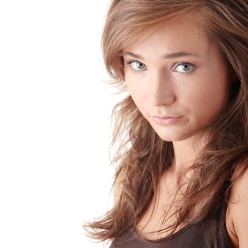 Young woman. Over white background