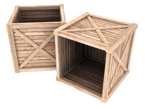 image on a white wooden container, isolated background