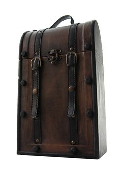 Retro wine box (leather and wood)