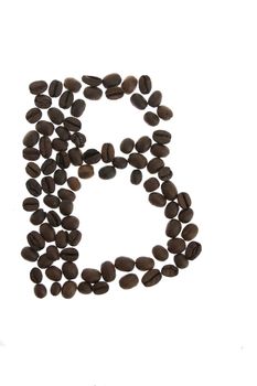 Coffe letter B isolated on white background