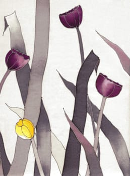 Image of my artwork with a tulips on grey background 