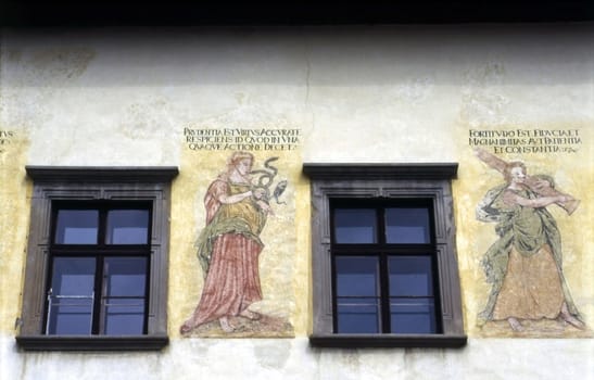 Wall painting on Old  Tawn Hall in Levoca, Slovakia