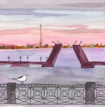 Image of my artwork with a Sankt-petersburg view