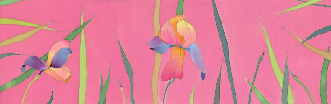 Image of my artwork with a iris on pink background 