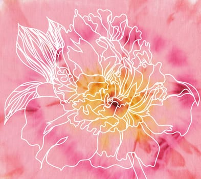 peony flower on batik background