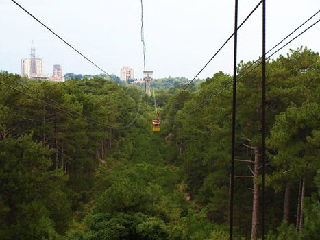 Cable railway in the mountains 