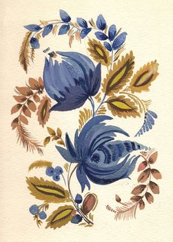 water-colour russian traditional flower pattern