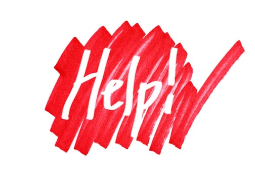 Help sign, graphic,dramatic.