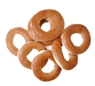 set of ring bagels isolated on a white background